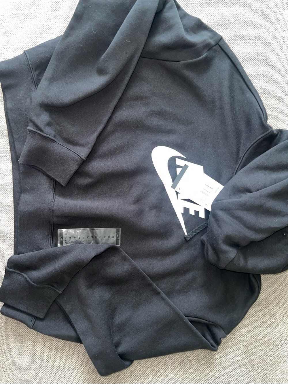 Nike Black Crewneck Sweatshirt with White Swoosh Graphic cropped top